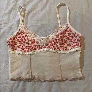 Leopard Print Lace Trim Camisole